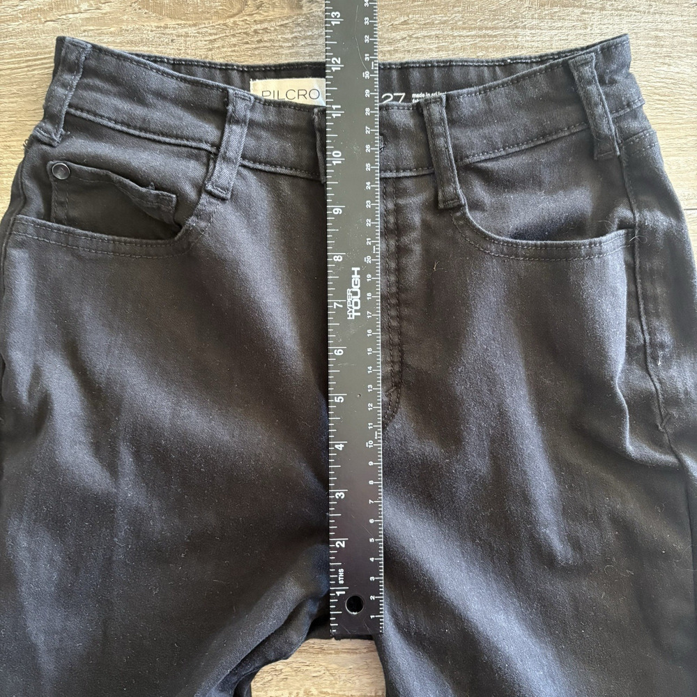 Anthropologie Pilcro Jeans Women 27 Black Crop Knightsbridge Slim Tuck High Rise - Picture 6 of 9